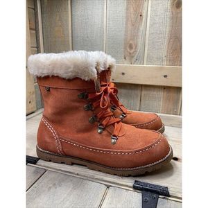 Us11 EU42 LAMO Women's Taylor Winter Boots Bright Orange Suede Faux Fur Lined